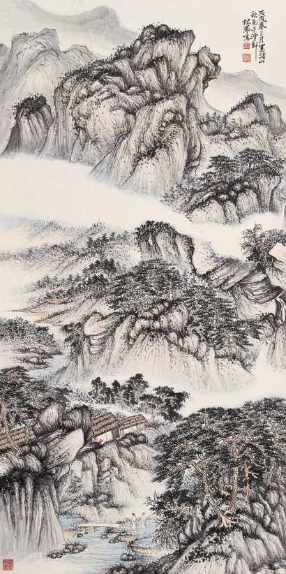 林凤鸣 丙戌（1946）年作 溪山秋色图 立轴